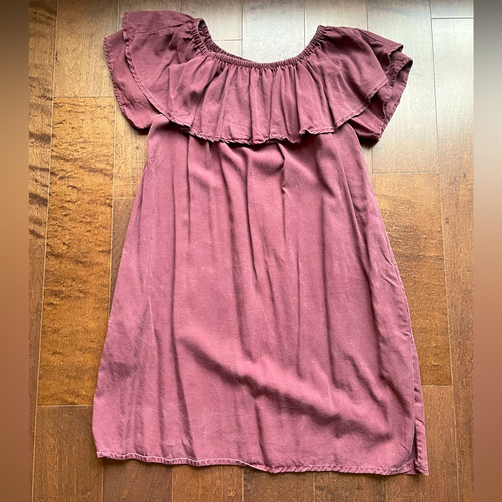 Dex size large tencel ruffles off shoulder dress